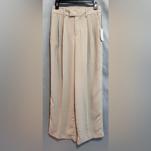 Women's High-Rise Wide Leg Fluid Pants - A New Day Beige Sz 4 NWT - Picture 1 of 13